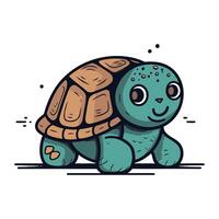 Cute little turtle. Vector illustration isolated on a white background.