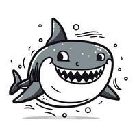 Cute shark cartoon character vector illustration. Cute shark mascot.