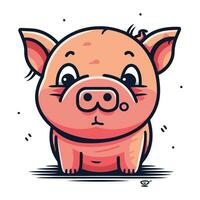 Cute cartoon pig. Vector illustration. Isolated on white background.