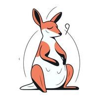 Kangaroo sitting on a white background. Vector illustration in cartoon style.