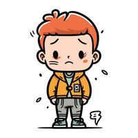 Upset boy cartoon character. Vector illustration of angry boy.