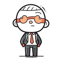 Businessman with glasses and tie cartoon vector illustration. Businessman character design.