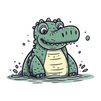 Cute cartoon crocodile. Vector illustration for childrens book.