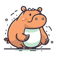 Cute hippopotamus character. Vector illustration in cartoon style.