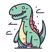 linda dibujos animados dinosaurio. vector ilustración. dinosaurio en plano estilo.