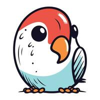Cute cartoon parrot with a spoon in its beak. vector
