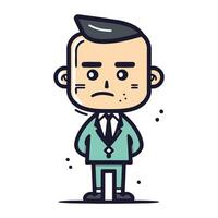 Sad Businessman   Cartoon Vector Illustration. Editable Stroke