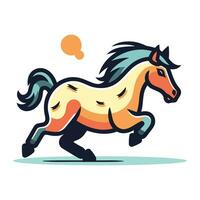 corriendo caballo aislado en blanco antecedentes. vector ilustración en plano estilo.