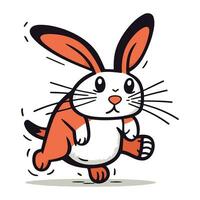 Rabbit running vector illustration. Cute bunny character in cartoon style.