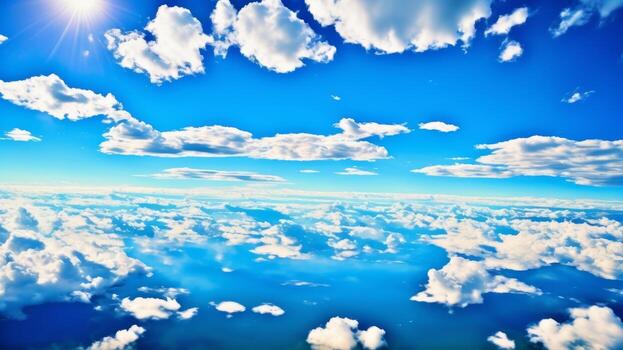 blue sky with clouds from above. photo