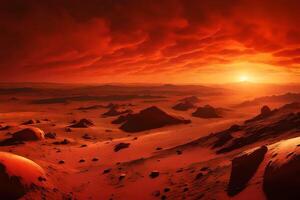 An artist's rendering of the red planet mars photo