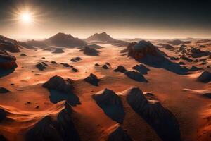 The ice caps at the poles of Mars are very pretty when they shine in the sunlight on Mars photo