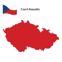 Map of Czech Republic with Czechia national flag png