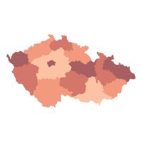 Czechia map. Map of Czech Republic in administrative regions png