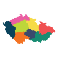 Czechia map. Map of Czech Republic in main regions png