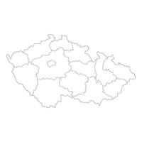 Czechia map. Map of Czech Republic in administrative regions in white color vector