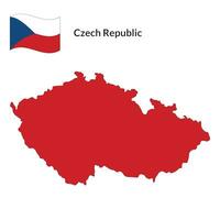 Map of Czech Republic with Czechia national flag vector