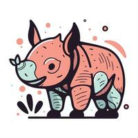 Cute rhinoceros. Vector illustration of a rhinoceros.