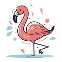 Flamingo. Hand drawn vector illustration in doodle style.