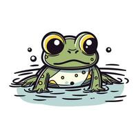 Frog in the water. Cute cartoon character. Vector illustration.