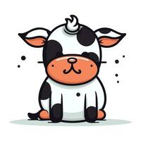 Cute cartoon cow. Vector illustration in flat style. Isolated on white background.