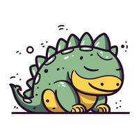 Cute dinosaur. Vector illustration in doodle style. Isolated on white background.