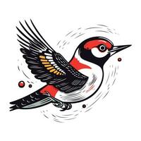 Woodpecker. Hand drawn vector illustration isolated on white background.