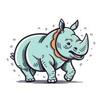 Cartoon rhinoceros. Vector illustration on white background.