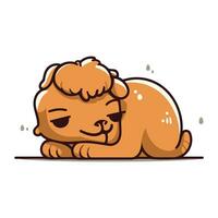 Cute dog sleeping. Vector illustration in doodle style.