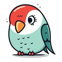 Illustration of cute cartoon parrot on white background. Vector illustration.