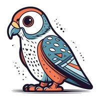 Vector illustration of a cute cartoon parrot on a white background.