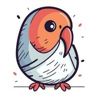 Vector illustration of cute parrot. Cute cartoon parrot.