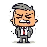 Angry Face   Cartoon Businessman Vector Illustration
