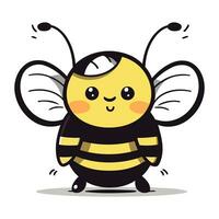 Cute bee cartoon vector illustration. Isolated on white background.