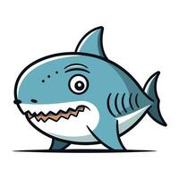 Cartoon funny shark. Vector illustration isolated on a white background.