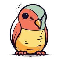 Cute cartoon parrot. Vector illustration isolated on white background.