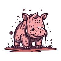 Hippo. Vector illustration. Isolated on white background.