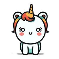 Cute Unicorn Cartoon Mascot Character Vector Illustration. Isolated on White Background.