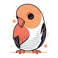 Cute little parrot. Hand drawn vector illustration in cartoon style.