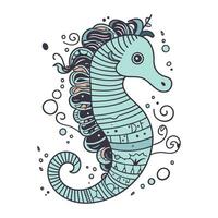 Hippocampus. Sea horse. Hand drawn vector illustration.