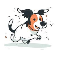 Cartoon dog running. Vector illustration. Isolated on white background.