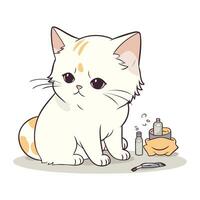 linda dibujos animados gato. vector ilustración de un gato con un Corte de pelo.