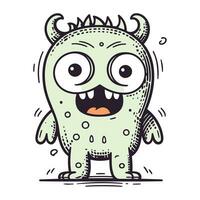 Funny cartoon monster. Vector illustration of cute monster with horns.