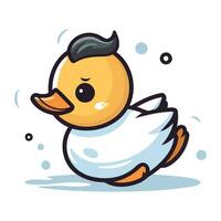 Cute cartoon duck. Vector illustration. Isolated on white background.