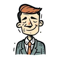 Vector illustration of a happy man in a business suit and tie.