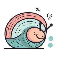 Cute cartoon snail. Vector illustration. Isolated on white background.