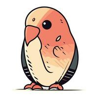 Vector illustration of cute cartoon parrot bird. Isolated on white background.