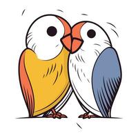 Two cute cartoon birds. Vector illustration isolated on a white background.