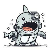 Cartoon shark. Vector illustration of a cute cartoon shark. Vector illustration.