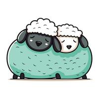 Cute cartoon sheep. Vector illustration isolated on a white background.